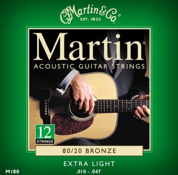 MA180  Martin Acoustic Guitar Strings 12 String -- Extra Light